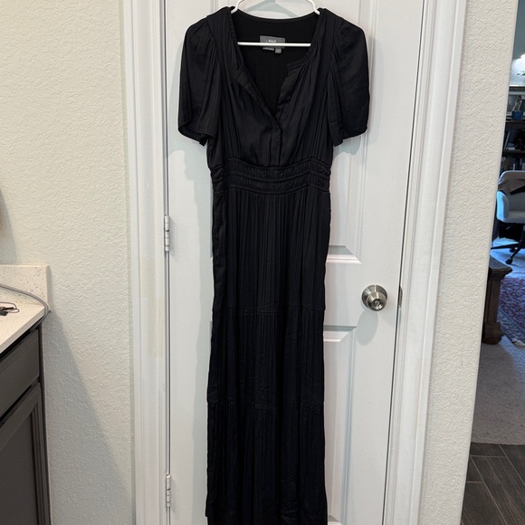 Anthropologie The Somerset Maxi Dress in Black Satin - Picture 7 of 12